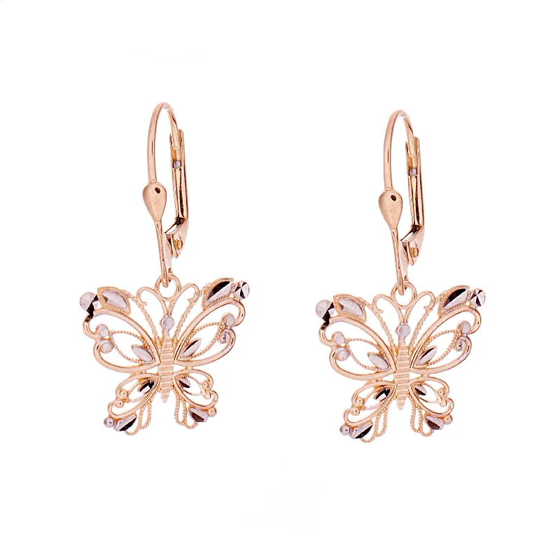 Heart-shaped earrings for women -Gold Butterfly Earrings