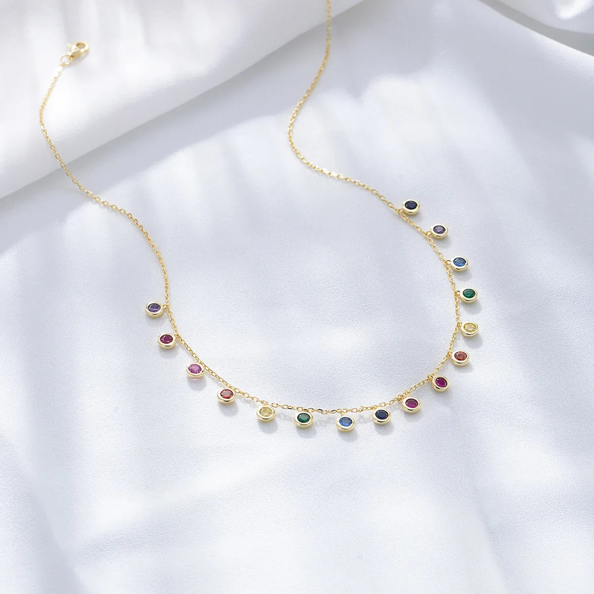 Classic gold necklaces for women -Wholesale Ig Style Round Colorful Sterling Silver Inlay Zircon Necklace