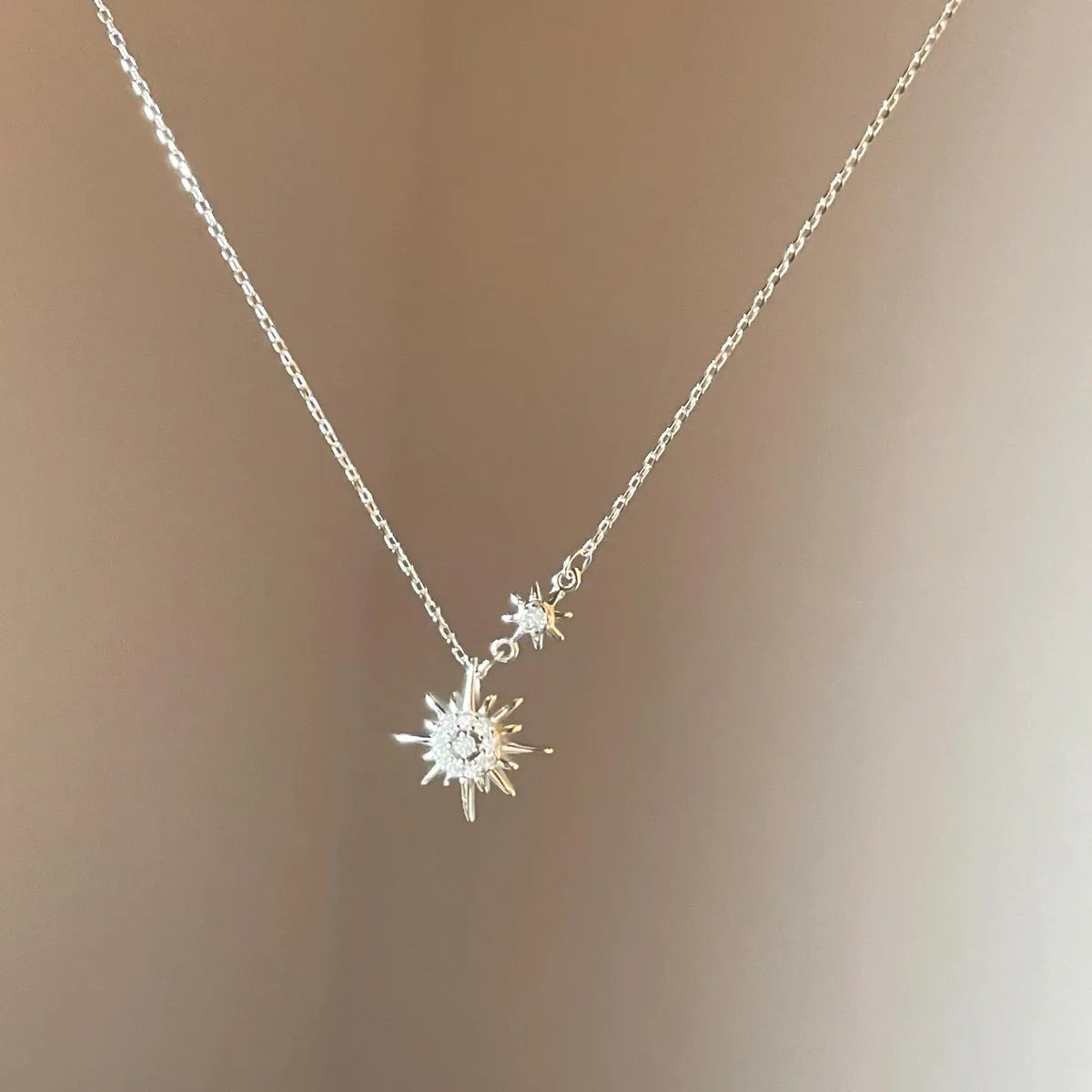 Classic pendant necklaces for women -Simple Style Star Sterling Silver Zircon Pendant Necklace In Bulk