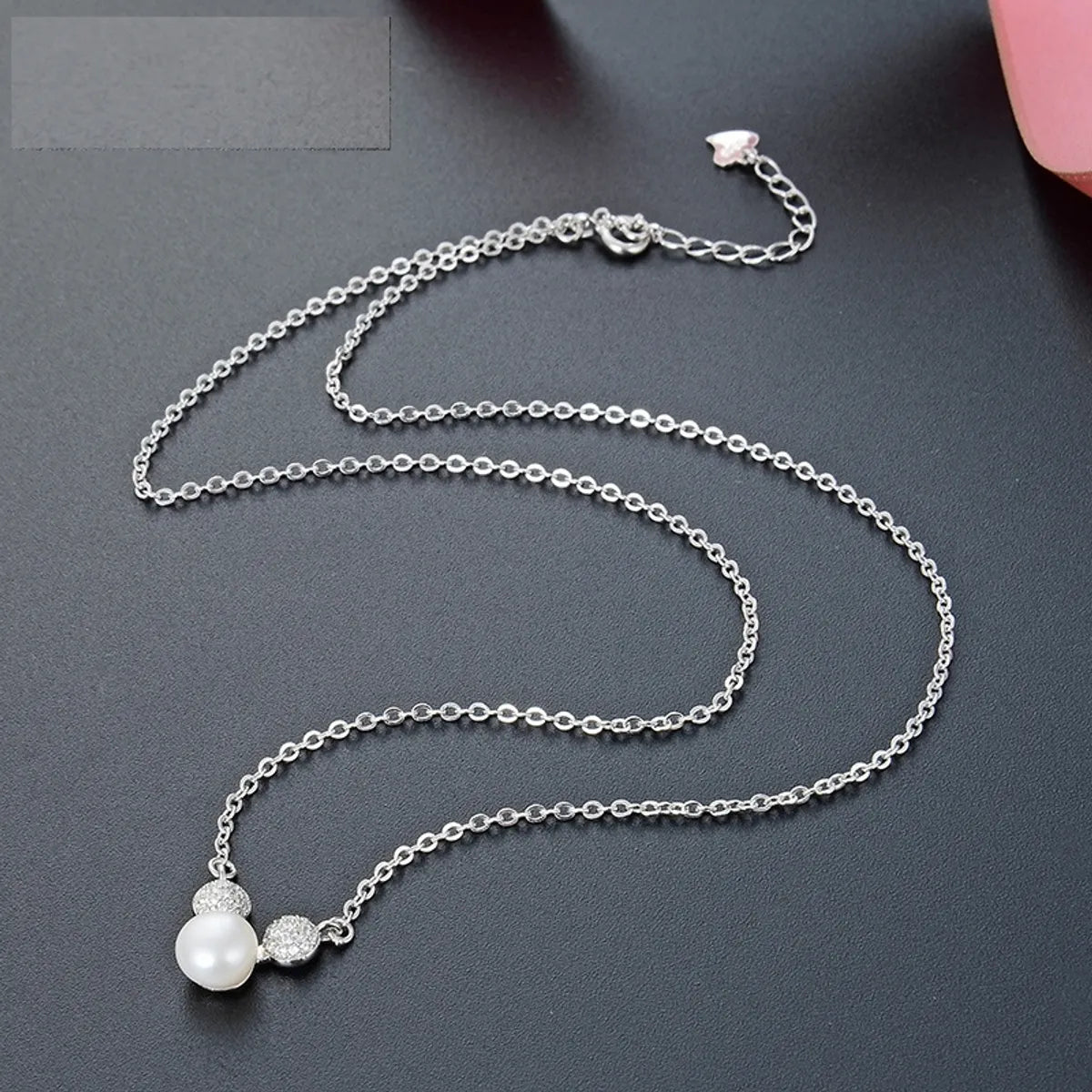 Statement pendant necklaces for women -Rose Gold Mouse Pearl S925 Silver Necklace Korean Creative Inlaid Rhinestone Necklace Wholesale