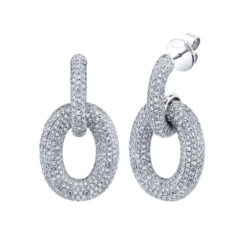 Infinity stud earrings for women -DIAMOND PAVE LINK DOOR KNOCKER EARRINGS