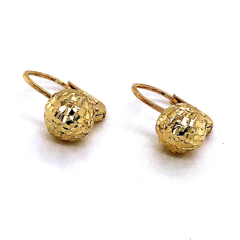 Silver drop earrings for women -Gold Lazer Cut Ball Drop Earrings