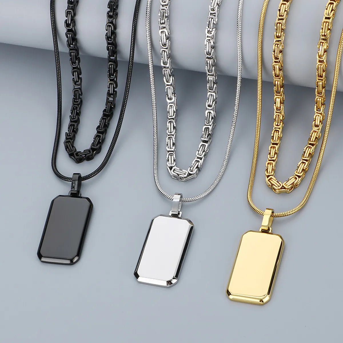 Precious stone necklaces for women -Simple Style Square 304 Stainless Steel 18K Gold Plated Men'S Double Layer Necklaces