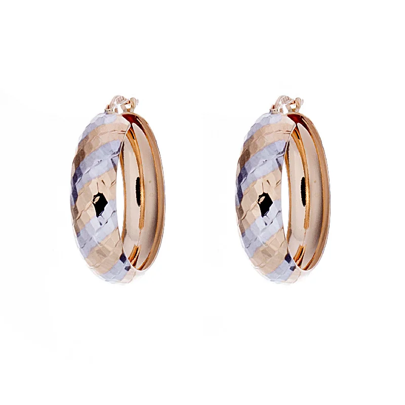 Clip-on earrings for women -Two Tone Gold Earrings