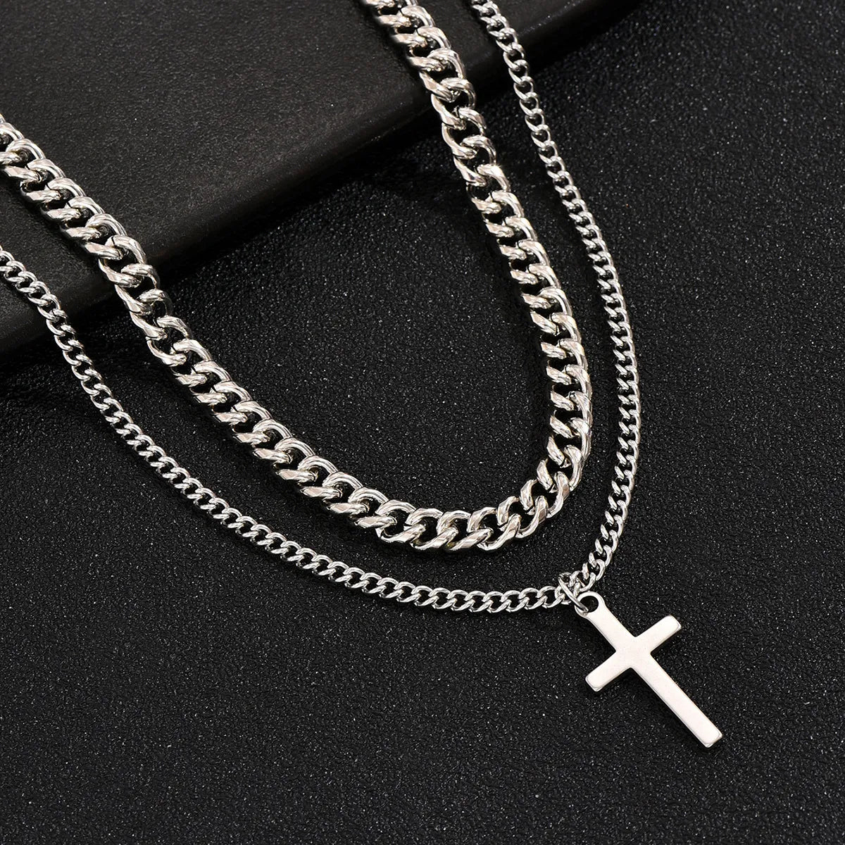 Romantic necklaces for women -Simple Style Cross Stainless Steel Plating Unisex Pendant Necklace