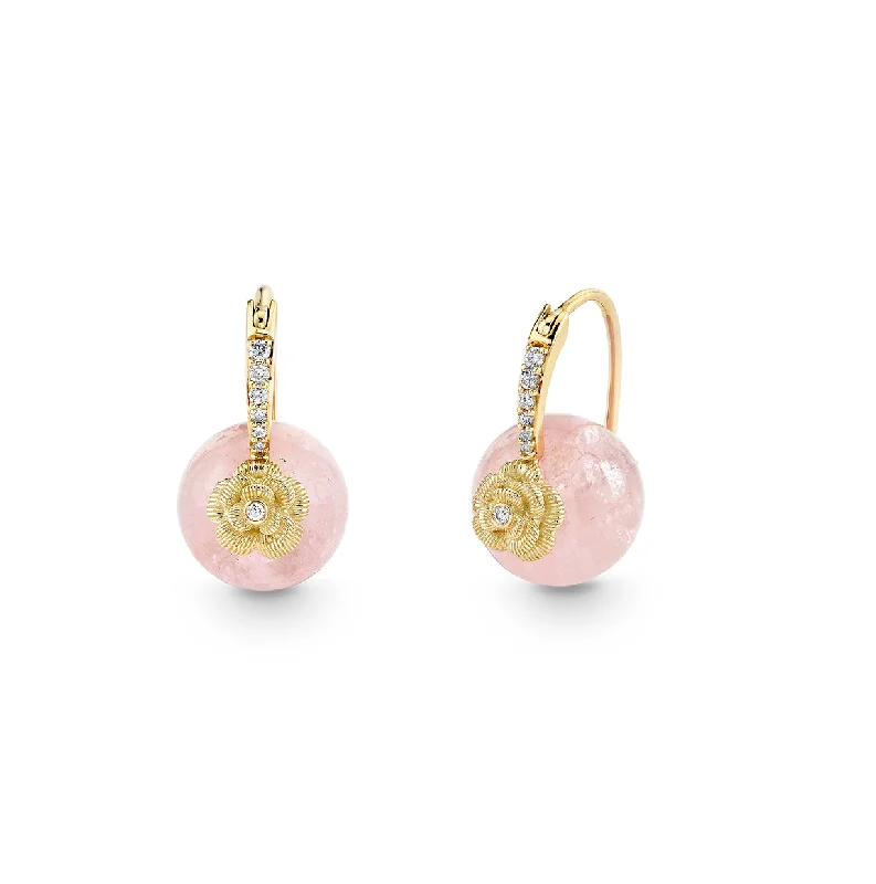 Hoop earrings for women -Gold & Diamond Rose Morganite Earrings