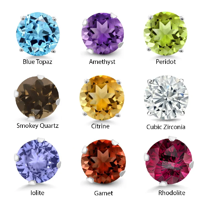 Gemstone stud earrings for women -P6MM - Prong Studs