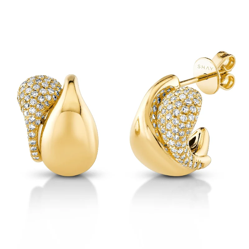 Oval earrings for women -READY TO SHIP DIAMOND DOUBLE DRIP HUGGIES