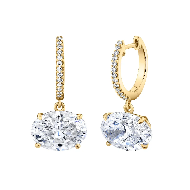 Custom earrings for women -OVAL DIAMOND SOLITAIRE HUGGIES