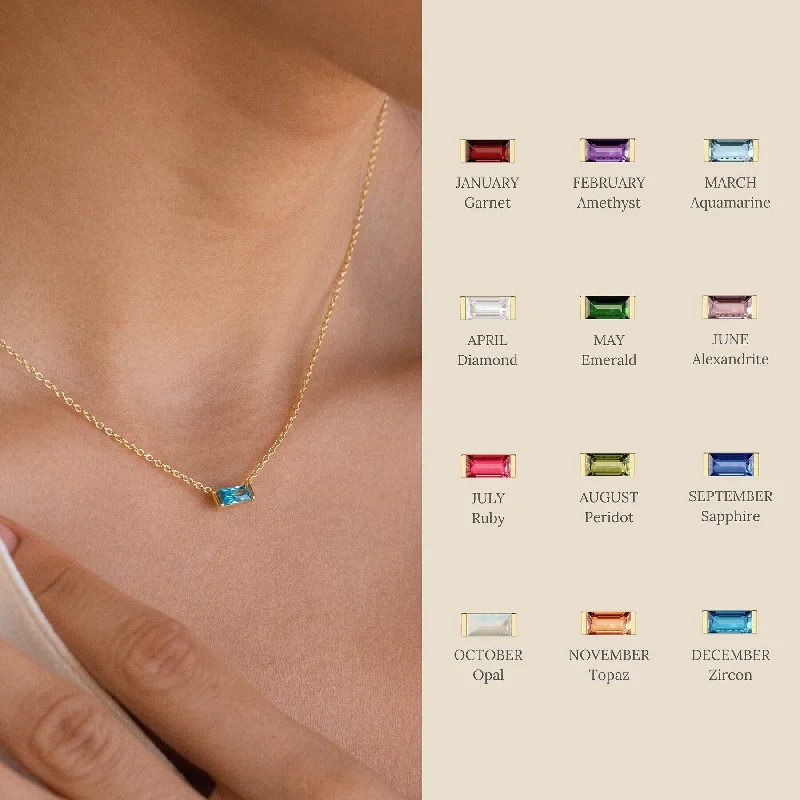 Classic pendant necklaces for women -Fashion Rectangle Titanium Steel Plating Birthstone Necklace