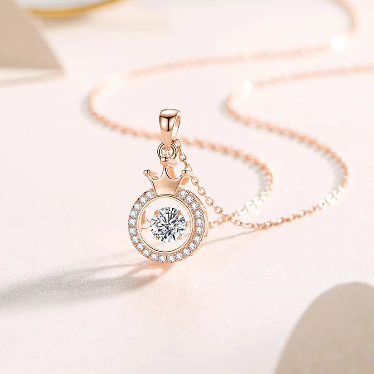 Vintage-inspired necklaces for women -Simple Style Crown Sterling Silver Inlay Moissanite Zircon Pendant Necklace