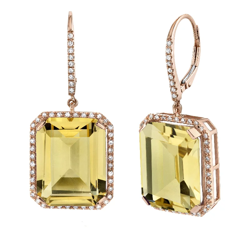 Silver drop earrings for women -READY TO SHIP YELLOW TOPAZ PORTRAIT  EARRINGS