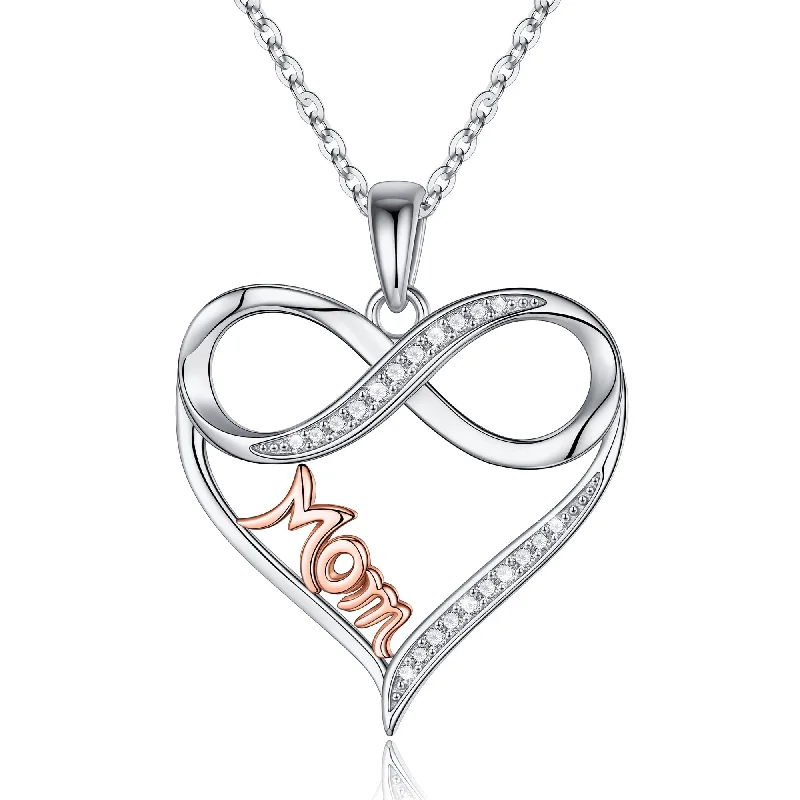 Jewelry set necklaces for women -Simple Style Shiny Letter Infinity Heart Shape Sterling Silver Plating Hollow Out Inlay Zircon 14k Gold Plated Pendant Necklace