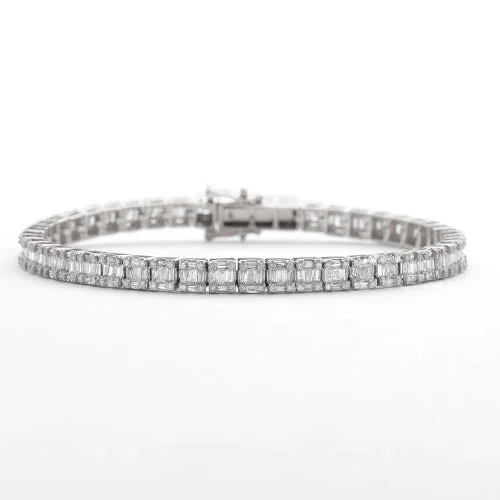 Vintage charm bracelets for women -14KW 4.50CTW BAGUETTE DIAMOND BRACELET