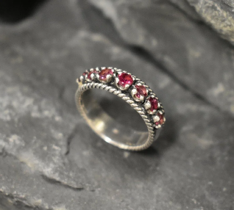 Adjustable rose gold rings for women -Pink Tourmaline Band - Wide Pink Ring - Vintage Rope Band