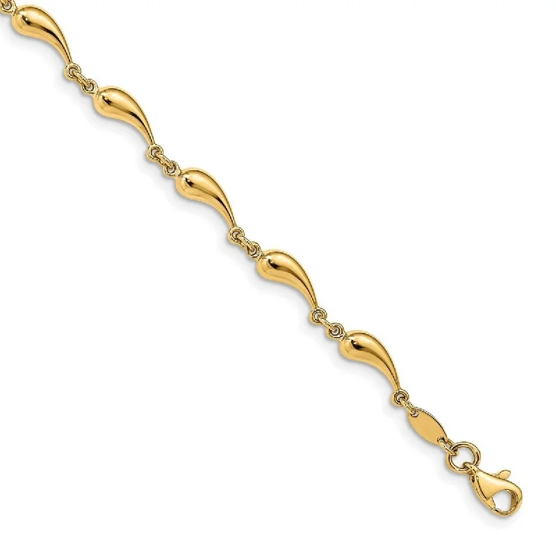 Charm bangles for women -Curata 14k Gold Polished Fancy Link Bracelet 7.75 Inch