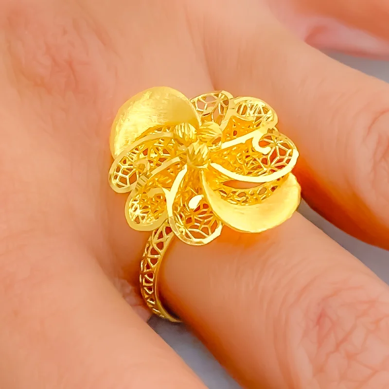 Unique rings for women -Gorgeous Blooming 22k Gold Ring