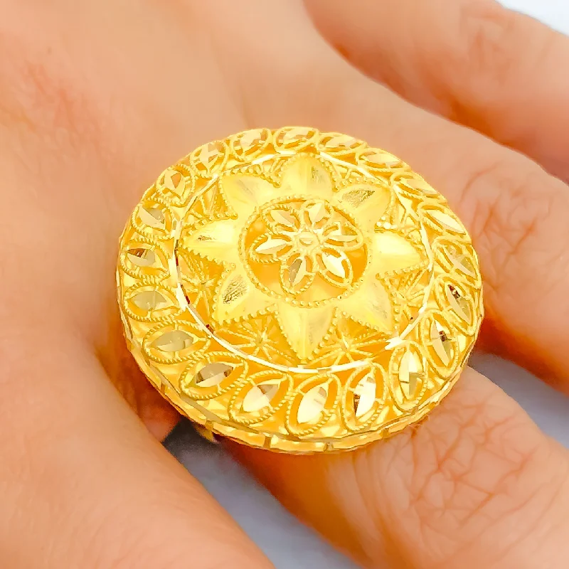 Affordable gold rings for women -Majestic Star 21k Gold Ring