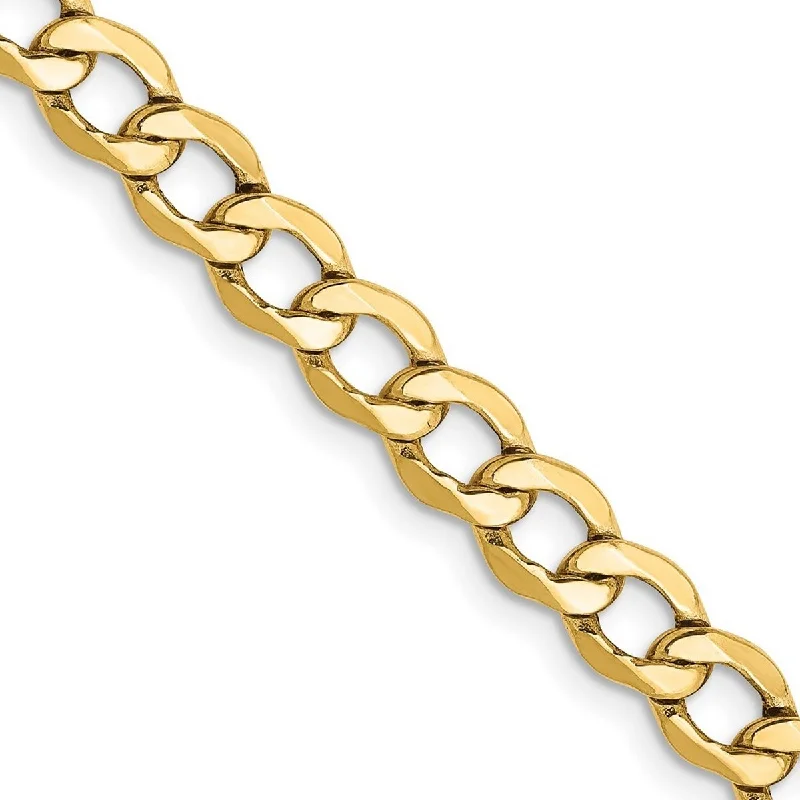 Gold bracelets for women -Curata 10k Yellow Gold Polished Lobster Claw Closure 5.25mm Semi-Solid Curb Link Chain Bracelet - 8 Inch