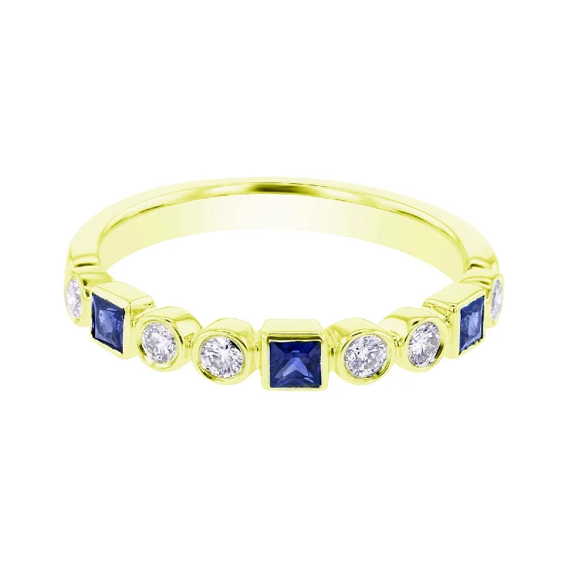 Personalized engagement rings for women -Sophia Stackable Blue Sapphire and Diamond Ring