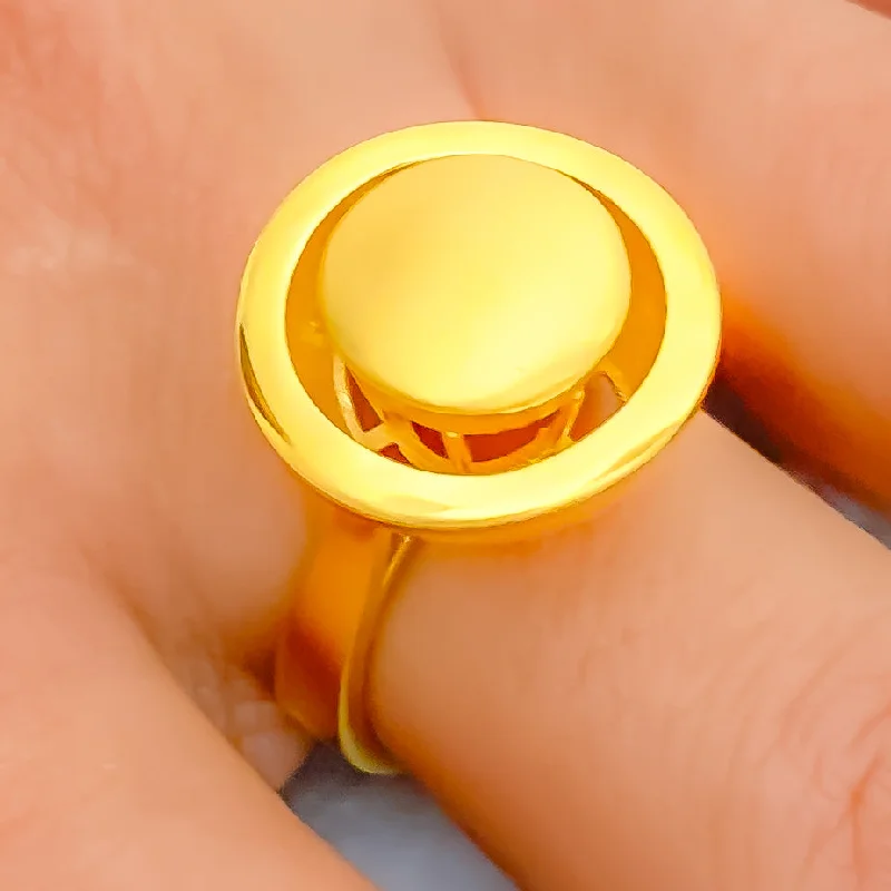 Chunky rings for women -Majestic Round 22k Gold Ring