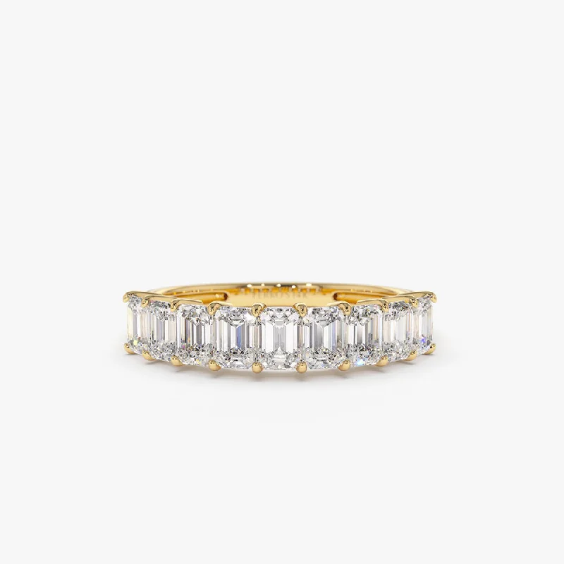 Engagement rings with a hidden diamond for women -14k 1 Carat Emerald Cut Diamond Wedding Band