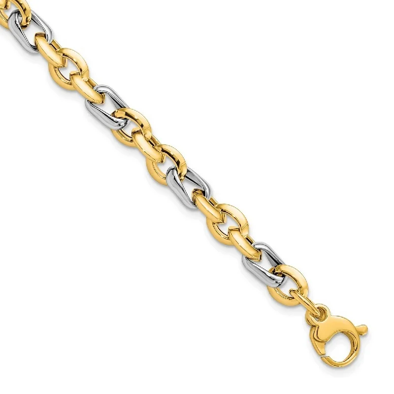 Bold bracelets for women -Curata 5.35mm 14k Two tone Gold Polished Fancy Link Bracelet 7.75 Inch