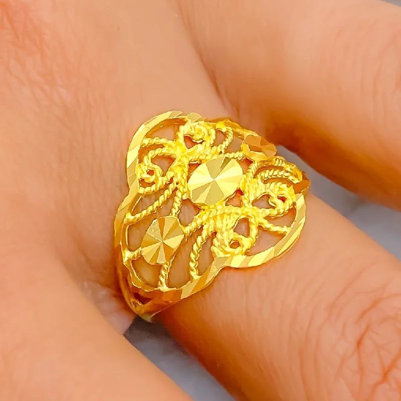 Gold rings for women -Trendy Decorative 22k Gold Ring