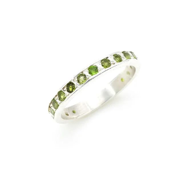 Engagement rings for women -Chrome Diopside Ring - Green Eternity Ring - Stackable Band