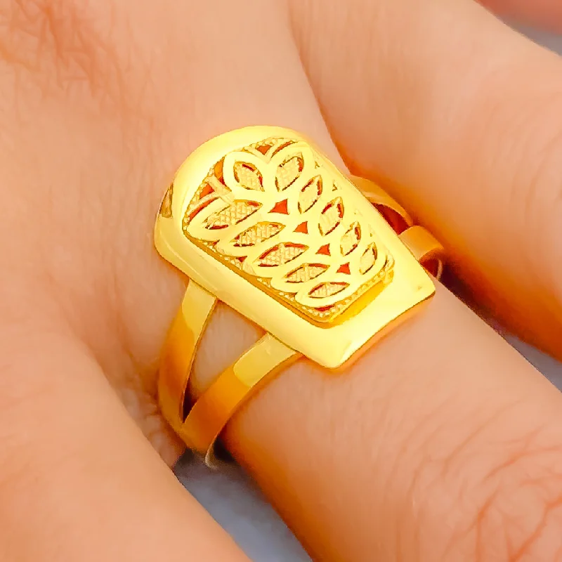 Statement rings for women -Decorative Ethereal 22k Gold Ring