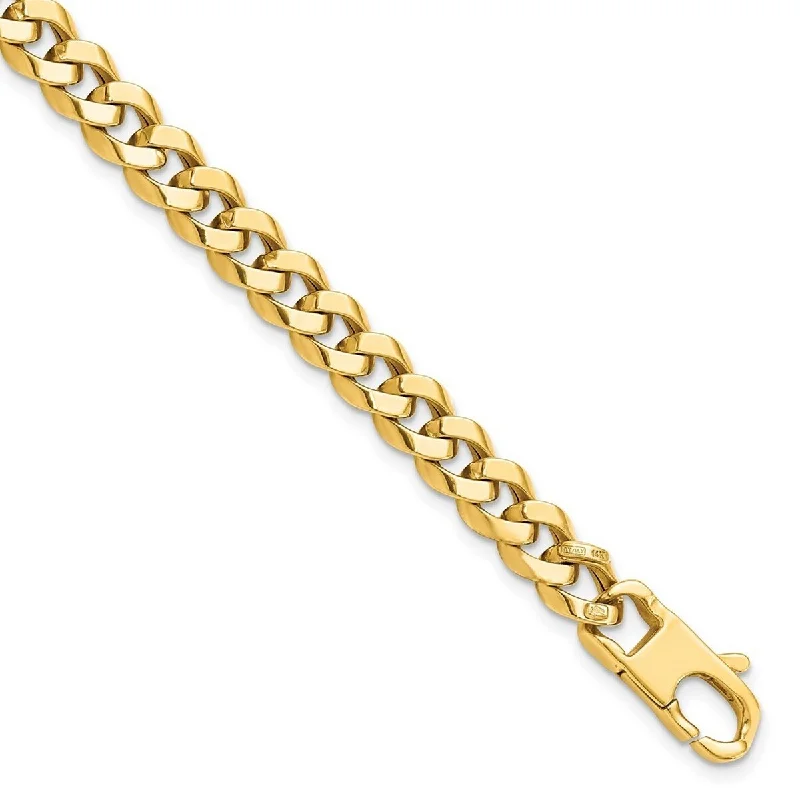 Unique bracelets for women -Curata 14k Yellow Gold Polished 7.0mm Beveled Curb Bracelet 8 Inch