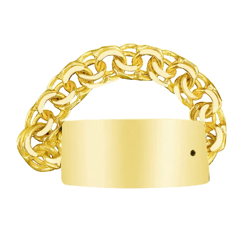 Vintage bangle bracelets for women -10K Yellow Gold Chino Link ID Bracelet