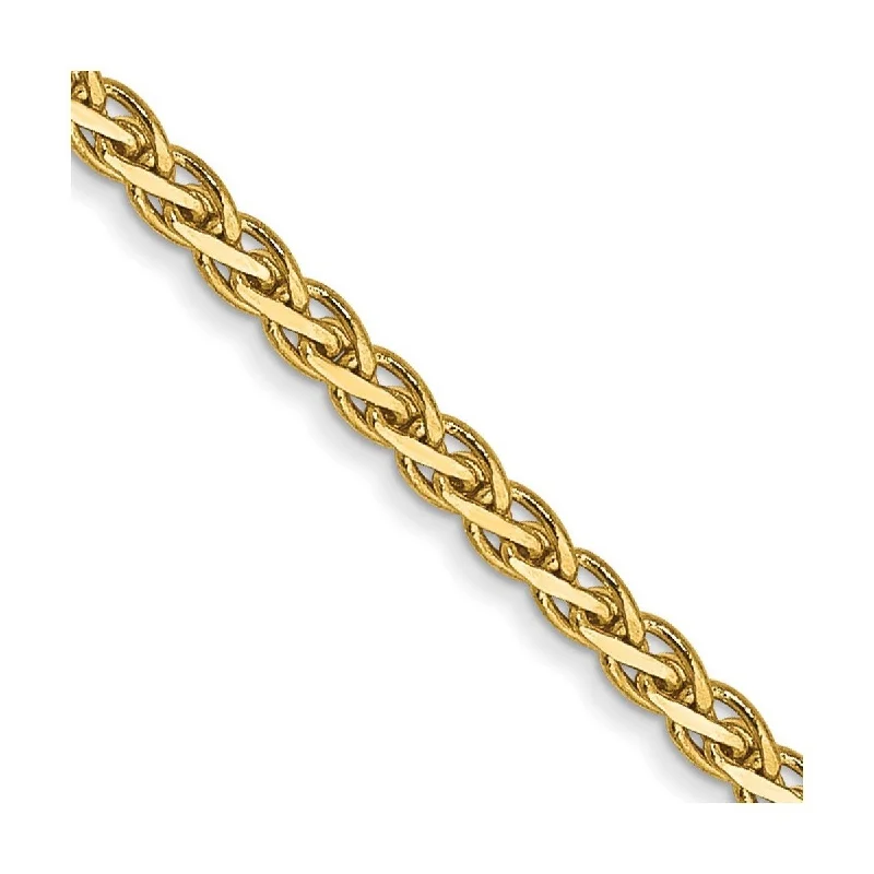 Custom bracelets for women -Curata 14k Yellow Gold Polished 1.8mm Flat Wheat Chain Bracelet 7 Inch Lobster Claw