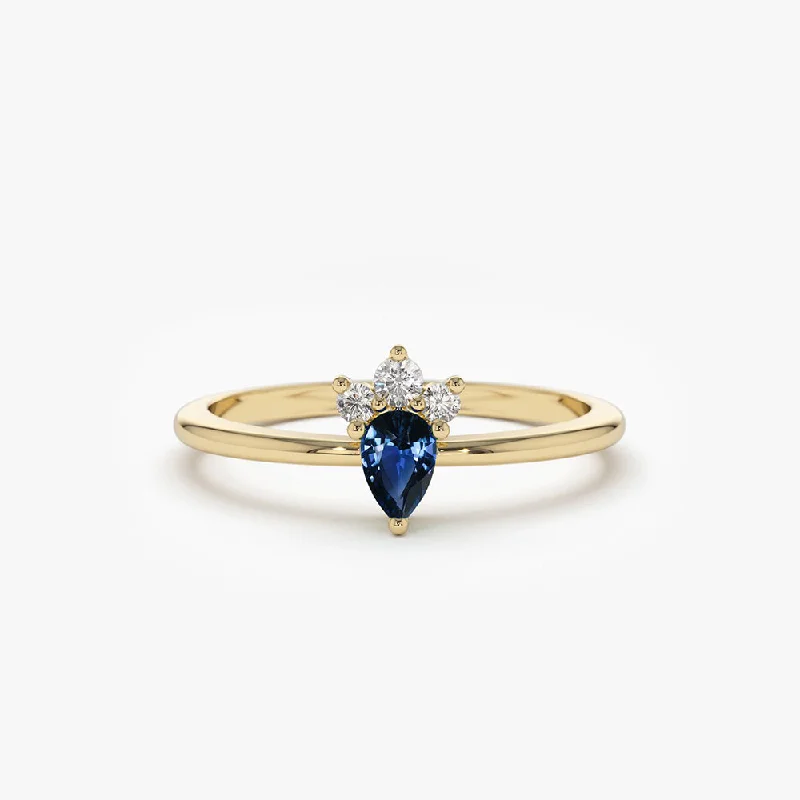 High-end engagement rings for women -14k Mini Sapphire and Diamond Ring