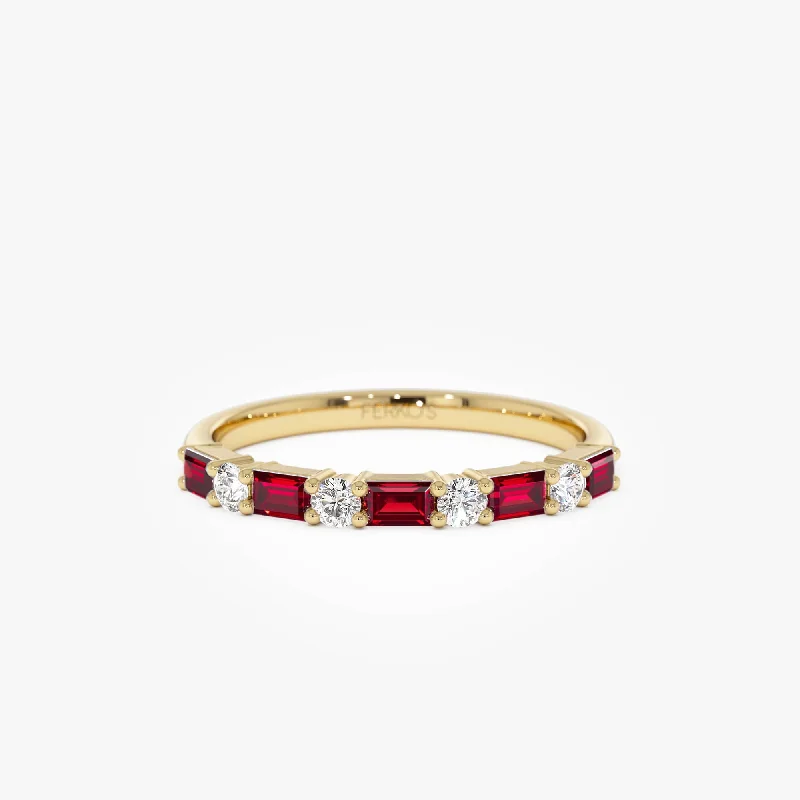 Ruby engagement rings for women -14k Ruby and Diamond Prong Setting Ring