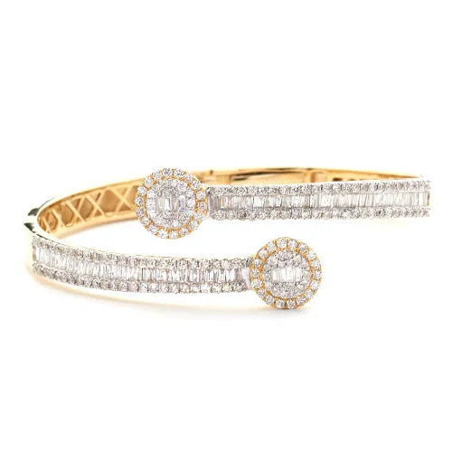 Gold diamond bracelets for women -14KY 4.00CTW DIAMOND CUFF BRACELET - BAGUETTE &