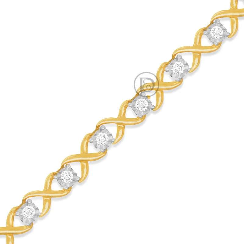 Multi-tone bracelets for women -10K Yellow Gold Women's Bolo Bracelet With 0.25CT Diamonds