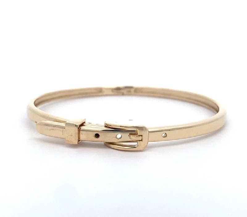 Bohemian bangles for women -14K Yellow Gold Adjustable Buckle Bangle Bracelet