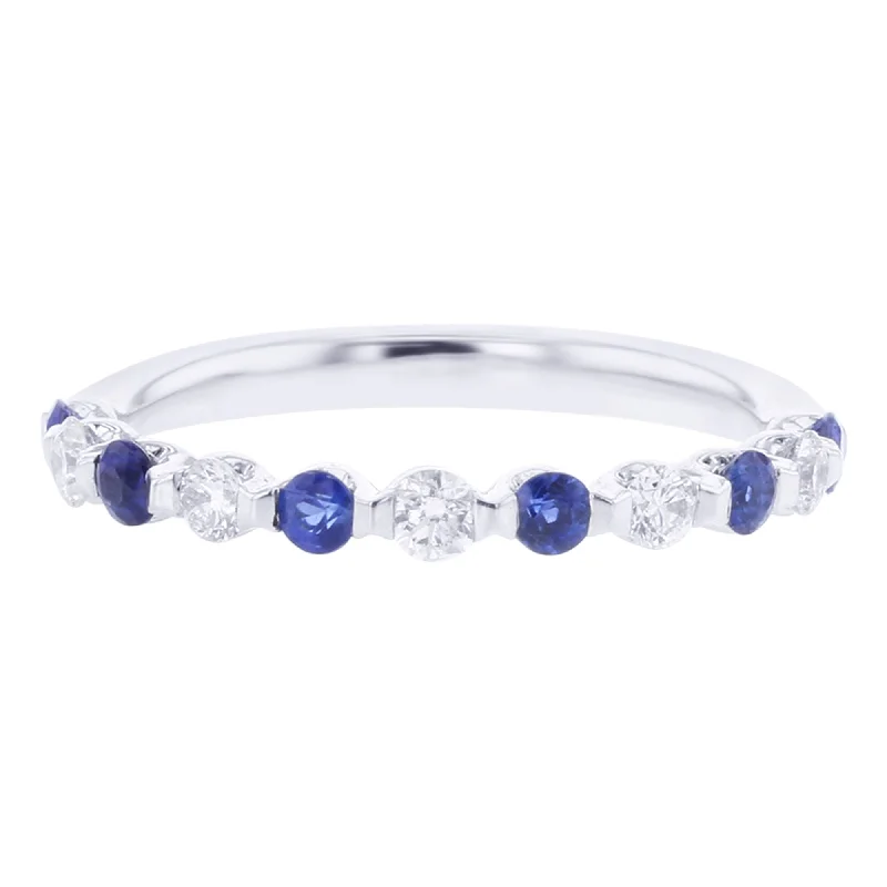 Engagement rings with intricate band for women -Mazarine Sapphire and Diamond Ring