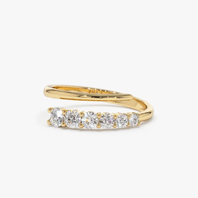 Modern engagement rings for women -14k Unique Crossover Diamond Statement Ring