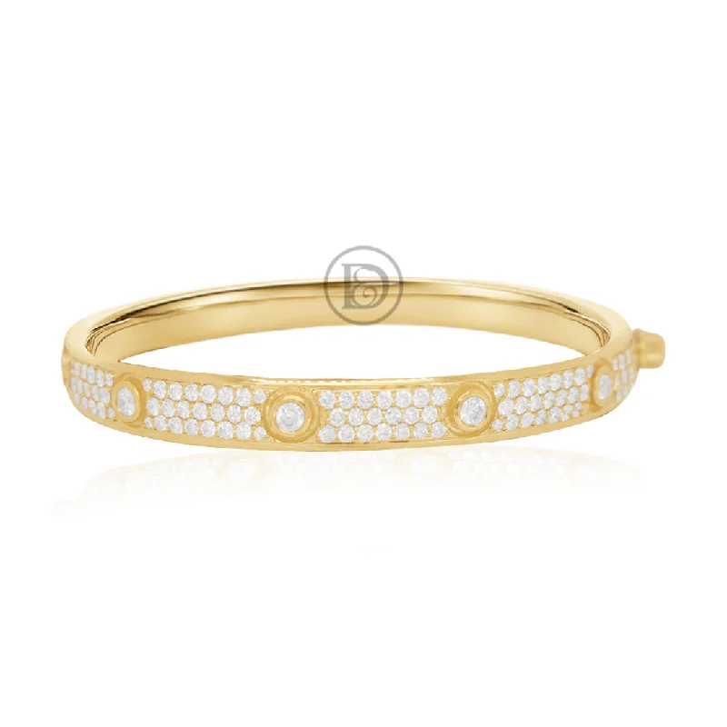 Gold bangles with diamonds for women -10K Yellow Gold Women's Bracelet With 2.20CT Diamonds