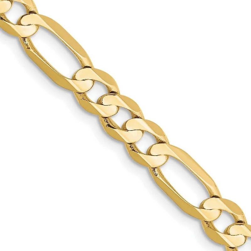 Bangles for women -Curata 10k Yellow Gold 6mm Solid Polished Light Figaro Chain Bracelet