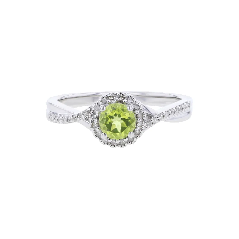 Princess cut solitaire engagement rings for women -Silver Sweet Treat Peridot & Diamond Ring