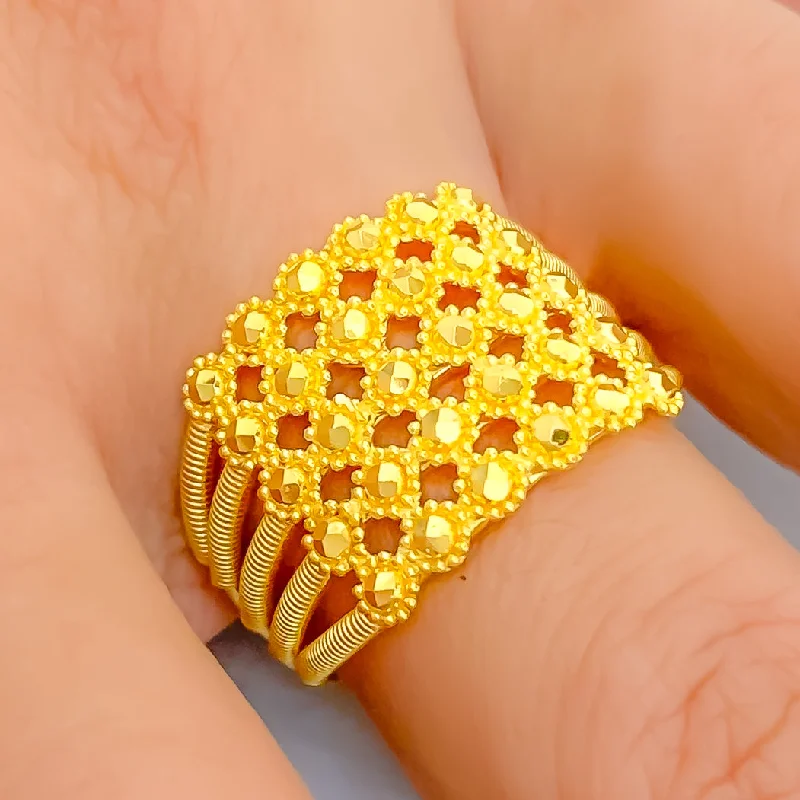 Gold rings for women -Vibrant Studded 22K Gold Ring