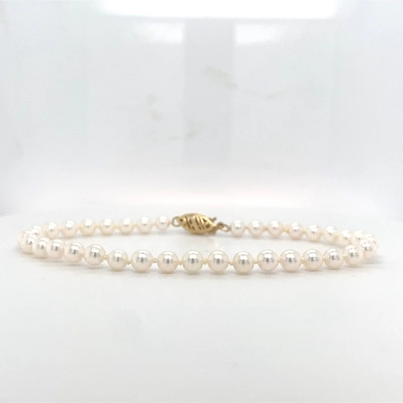 Tennis bracelets for women -14K Yellow Gold Cultured Pearl Strand Bracelet