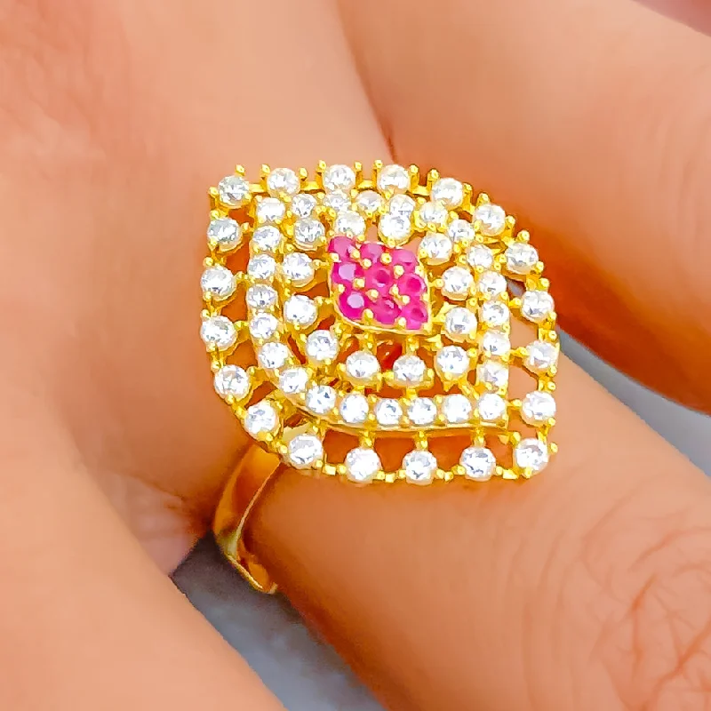 Stackable gold rings for women -Fascinating Marquise 22k Gold CZ Ring