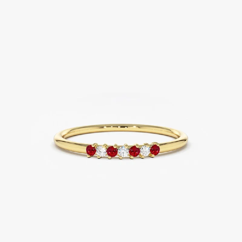 Modern solitaire engagement rings for women -14k Petite Ruby and Diamond Ring