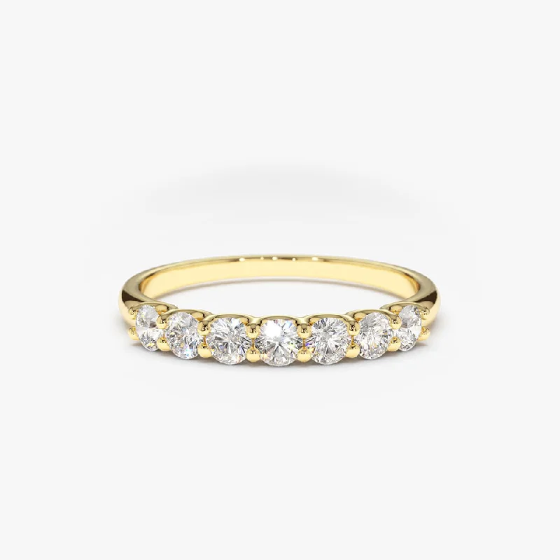 Classic engagement rings for women -14k 7 Stone U-Shaped Diamond Wedding Band