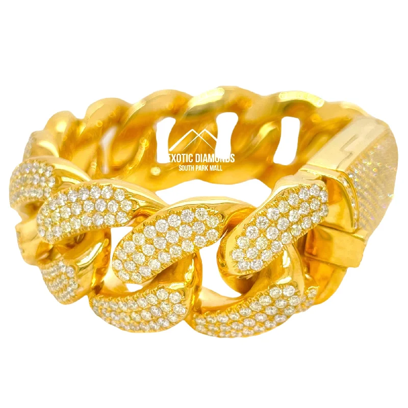 Adjustable gemstone bracelets for women -10K Yellow Gold Miami Cuban Link Diamond Bracelet with 30CTW