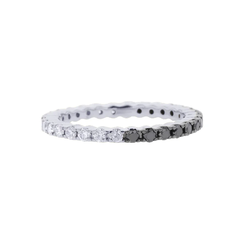 Two-tone engagement rings for women -Duo Black and White Eternity Diamond Ring